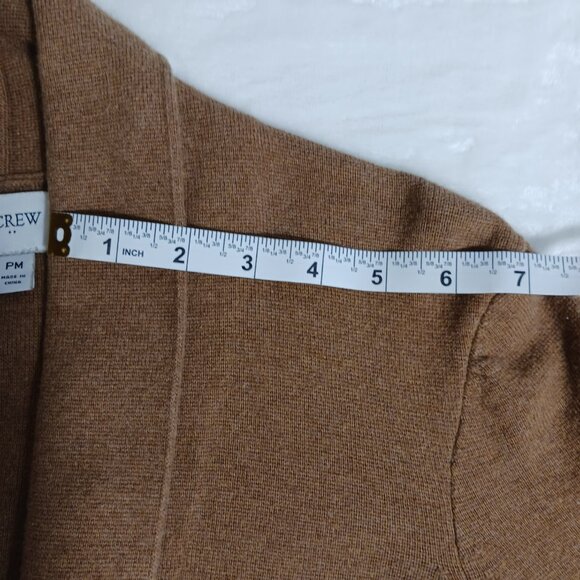 J. Crew Open Front Cardigan, Maple Brown, Med-Petite, Front Pockets, 100% Cotton - Picture 9 of 13